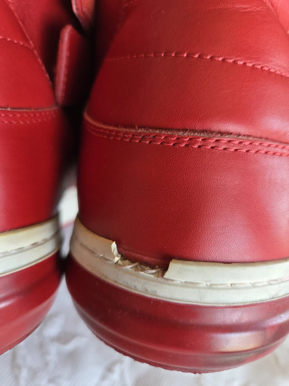 Salvatore Ferragamo | Nayon Red Leather High-Top Sneaker with Gold Logo